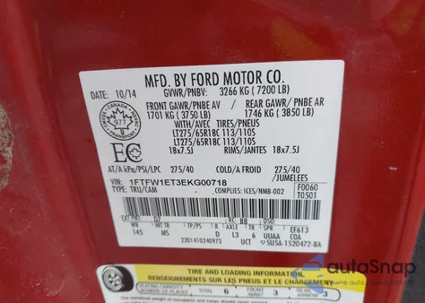 2014 Ford F-150 Xlt from USA, damaged, VIN 1FTFW1ET3EKG00718